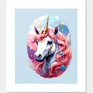 Unicorn illustration art Lover Birthday Gift Posters and Art